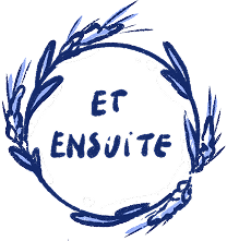Illustration d'une couronne de feuille et de brins de blé entourant les mots 'et ensuite'