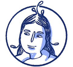Illustration, dans un cercle, du visage d'une femme probablement indigène